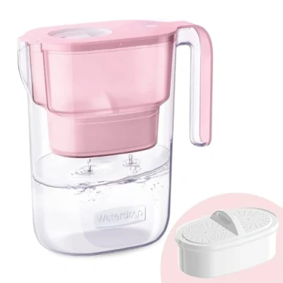 Afbeelding van Waterdrop Elfin koelkast waterfilter met filter 3 maanden, 2,5 l, vermindert fluoride, chloor en meer, NSF gecertificeerd, BPA vrij, roze (vervangingsfilter: WD PF 01A Plus)