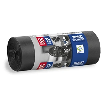 Afbeelding van ANNA ZARADNA ST AZ 010530 15 x scheurvaste vuilniszakken, 35 liter, vuilniszakken voor huishoudelijk en kantoorafval van dik LDPE, kleur: zwart