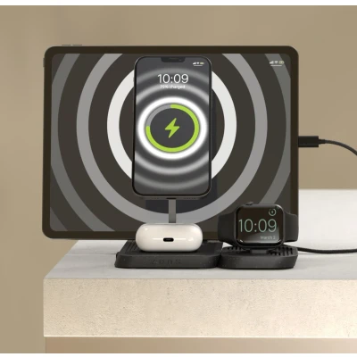 Afbeelding van Zens Modular Series 4 in 1 Magnetic Wireless MagSafe Charger Basisstation met voeding x 30 W USB C + 15 Watch Qi zwart ZEAPMO3/00
