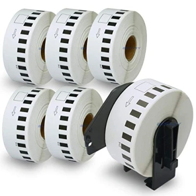 Afbeelding van BETCKEY Labelrol, compatibel met Brother DK 2214, 12 mm x 30,48 m, wit papier, 6 rollen