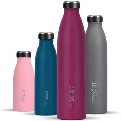 Afbeelding van 720DGREE Milkybottle Roestvrijstalen drinkfles, 1000 ml, rood, water isolatiefles, duurzame coating, perfect voor kinderen, sport, school, geïsoleerde premium kwaliteit