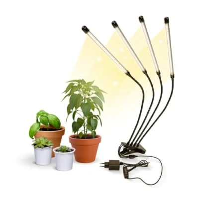 Afbeelding van Mobiclinic Growflex x4 Kweeklamp Plantenlamp led 3 modi 6000K 10 helderheidsniveaus 4 koppen Groeilamp full spectrum Timer 360 draaibaar 80W Flexibel Kamerplanten USB