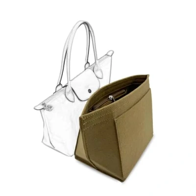 Afbeelding van D.DUO handtas organiser, accessoires, geschikt als van Longchamp met lang handvat Bruin, maat L (lang hengsel)