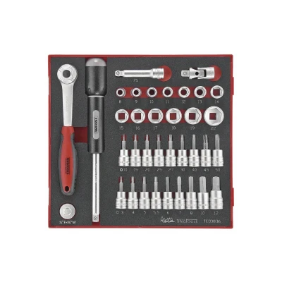 Afbeelding van TengTools TED3836 Dop bitsenset HEX Foam2 tray 3/8&quot; 8 22mm