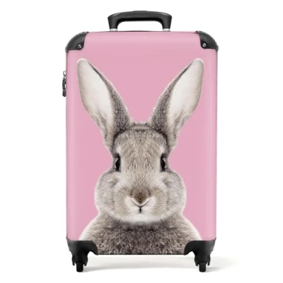 Afbeelding van NoBoringSuitcases.com® Kindertrolley konijn Roze koffer kinderen 55x35x25