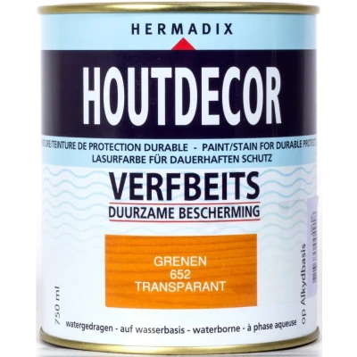 Afbeelding van Hermadix Houtdecor Transparant 652 Grenen 0,75 liter Tuinbeits