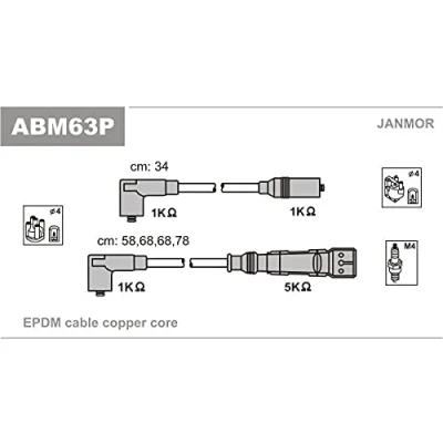 Afbeelding van JANMOR ABM63P Bougiekabelset VOLKSWAGEN: Polo II Coupe