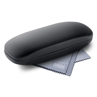 Afbeelding van FEFI Softtouch brillenkoker zwart Hardcase inclusief hoogwaardig brillenpoetsdoekje, zwart, M, zwart.