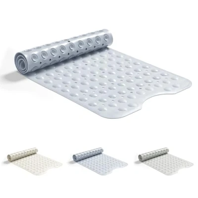 Afbeelding van Good Nite Badmat, antislip, 101 x 40 cm, machinewasbaar, met zuignappen, drainagegaten, badmat van rubber, schimmelbestendig, extra lang, blauw