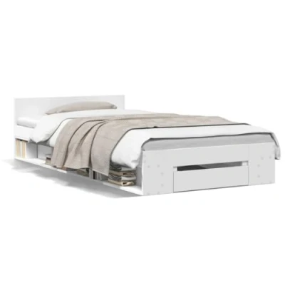 Afbeelding van vidaXL Bedframe met lade bewerkt hout wit 90x200 cm