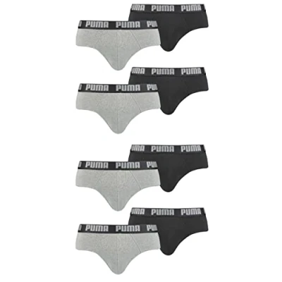 Afbeelding van PUMA 8 stuks herenslips 521030001, 691 donkergrijs gemêleerd/zwart