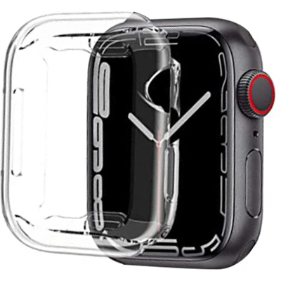 Afbeelding van iMoshion Screen Protector Geschikt voor Apple Watch Series 7 / 8 9 45 mm Full Cover Soft Case Hoesje Transparant