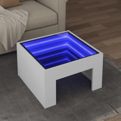 Afbeelding van Salontafel met Infinity LED 50x50x30 cm wit