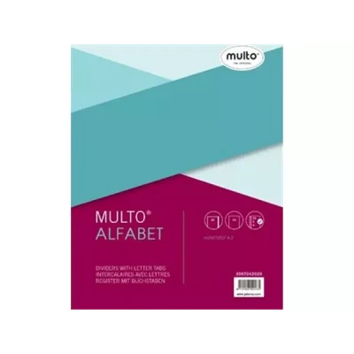 Afbeelding van Multo tabbladen A4 letters A Z 23 gaats perforatie materiaal PP 120 micron 20 delig grijs MU 3007042020