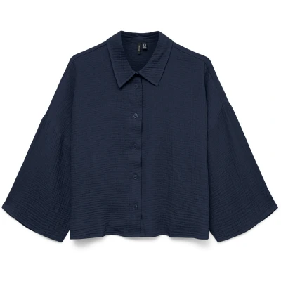 Afbeelding van Vero Moda Vmnatali Overhemdblouse, Dames, Maat: Small, Navy blazer
