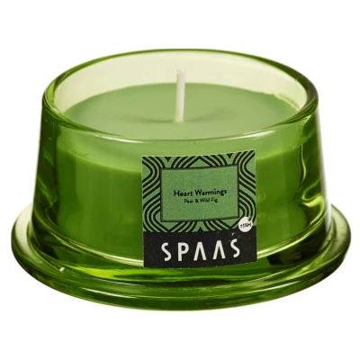 Afbeelding van Spaas Geurkaars Glas Heart Warmings Branders Ø92x48 mm Lichtgroen per stuk Ca. 15 H