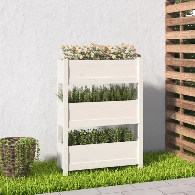 Afbeelding van Plantenbak 77x25x104,5 cm massief grenenhout wit