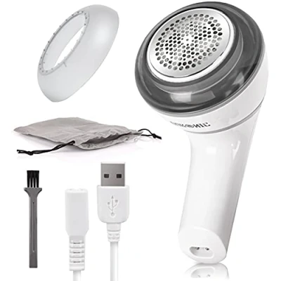 Afbeelding van Duronic FS16USB Pluizentondeuse Verwijder Pluizen Haren van uw Kleding USB Oplaadbare Ontpiller Geef Nieuw Leven Ontpluizer met Draaibare Handgreep Groot Snijdoppervlak en Opbergtas