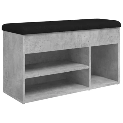 Image de vidaXL Banc à chaussures gris béton 82x32x45,5 cm bois d&#039;ingénierie835029