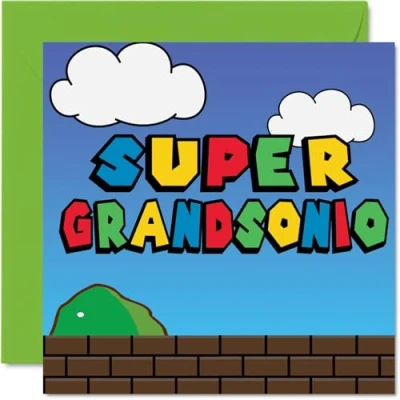 Afbeelding van Verjaardagskaarten voor kleinzoon Super Grandsonio Grappige verjaardagskaart van grootouders, verjaardagscadeaus kleinzoon, 145 mm x mm, kaarten