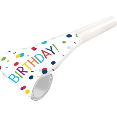 Afbeelding van Amscan Feestfluitjes Confetti Verjaardag (8 stuks)