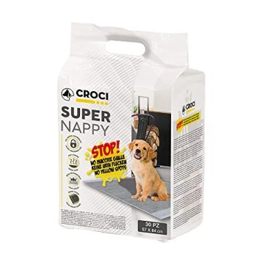 Afbeelding van Croci Super Nappy Set van 30 hondentoiletmatten 57 x 84 cm stuks voor honden en huisdieren, katten, extreem absorberend, wegwerpbaar, scheurbestendig geurremmend