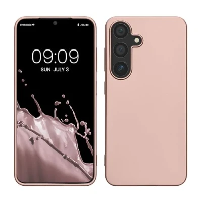 Afbeelding van kwmobile telefoonhoesje geschikt voor Samsung Galaxy S25 Hoesje smartphone Back cover in metallic roségoud
