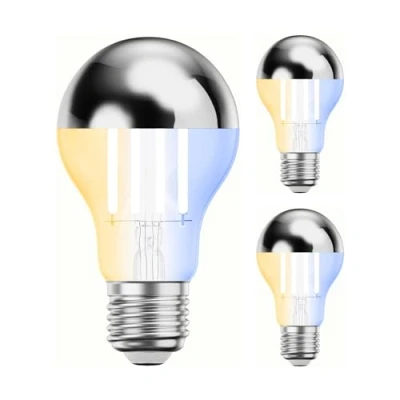 Afbeelding van ledscom.de 3 x E27 ledlampen, A60, warm wit, koud wit (2700 7000 K), 4,8 W, 486 lm, Smart Home, WLAN, Alexa, hoofdspiegel (zilver)