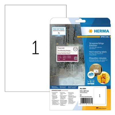 Image de HERMA Etiquette en film SPECIAL, 210 x 297 mm, blanc
