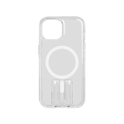 Afbeelding van Tech21 Evo Crystal Kick iPhone 15 hoesje Schokbestendig telefoonhoesje Geschikt voor MagSafe Transparant/Wit 4,9 meter valbestendig Flexshock