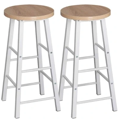 Afbeelding van WOLTU Set van 2 barkrukken, bistrokruk, stabiel en duurzaam stalen frame, MDF zitvlak, licht eiken, BH130hei