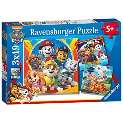 Afbeelding van Ravensburger Kinderpuzzel Set van 3 puzzels 49 stukjes Klaar om te redden/Paw Patrol Meisje of jongen vanaf 5 jaar Hoogwaardige puzzel posters inbegrepen Fun &amp; Avontuur 05048