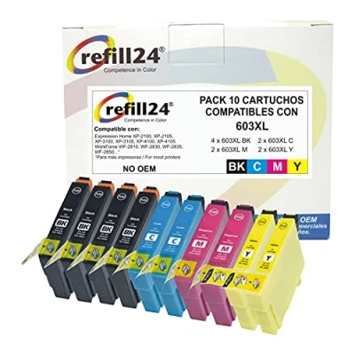 Afbeelding van refill24 603XL inktpatronen voor 603 XL multipack compatibel met Expression Home XP 2100 2105 3100 3105 4100 4105 Workforce WF 2810 2830 2835 2850