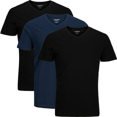 Afbeelding van Jack &amp; Jones 3ER PACK Tshirt basic Schwarz dunkelblau, Heren, Maat: Medium, dunkelblau