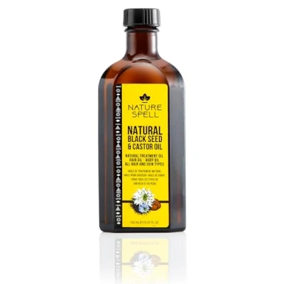 Afbeelding van Nature Spell Verwerkingsolie op basis van zwarte zaden en ricinusolie voor haar lichaam, 150 ml