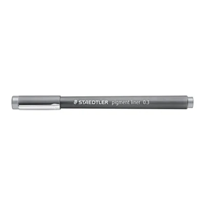 Afbeelding van STAEDTLER Pigment Liner, grijs, lijnbreedte 0,3 mm, onuitwisbare pigmentinkt, lange levensduur, 10 fijne viltstiften in kartonnen etui, 308 03 82