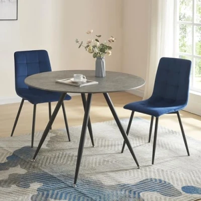 Afbeelding van Eettafel Fitjar rond Ø100x75 cm betonkleurig en zwart