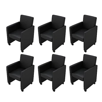 Afbeelding van vidaXL Eetkamerstoelen 6 st kunstleer zwart
