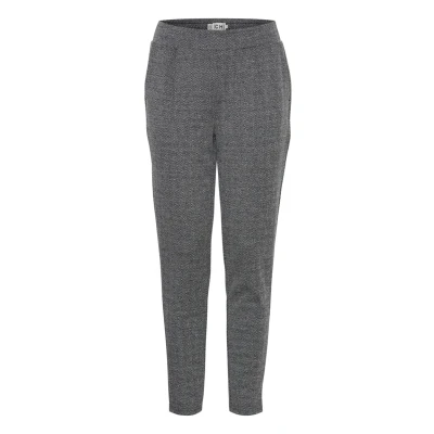 Afbeelding van ICHI Broek, Dames, Maat: Large, Black white herringbone
