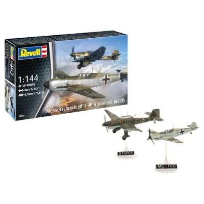 Afbeelding van 1:144 Revell 03770 Messerschmitt Bf109E &amp; Junkers Ju87B Stuka Propeller Vliegtuigen Plastic Modelbouwpakket