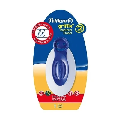 Image de PELIKAN Gomme design &quot;griffix&quot; , bleu pour crayon, ergonomique avec grip, bouton amovible collecter et échanger (621904)