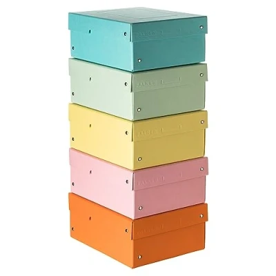 Afbeelding van Falken PureBox Opbergdozen van stevig karton met deksel karton, gemaakt in Duitsland, hoogte 100 mm, A5, 5 stuks