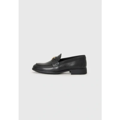 Afbeelding van Tommy Hilfiger Th Logo Leather Loafer Fw0fw08705 mocassins voor dames, Zwart, 41 EU