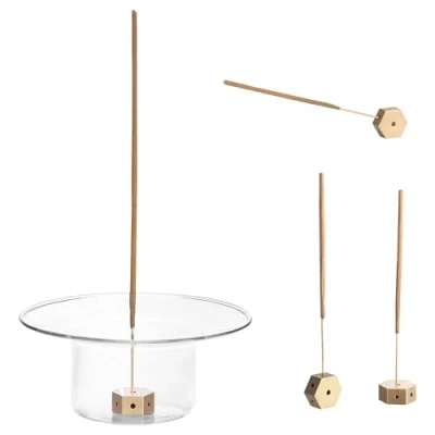 Afbeelding van Navaris glazen Wierook houder met asvanger Wierookhouder voor stokjes of incense kegels Smudge bowl brander aromatherapie