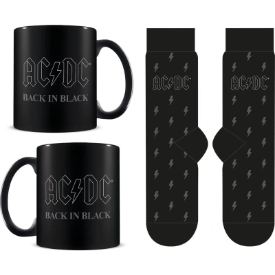 Afbeelding van AC/DC &quot;Back in Black&quot; Gift Set met Mok 315ml en Paar Sokken EU 41 45