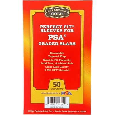 Afbeelding van Cardboard Gold Perfect Fit Sleeves for PSA Graded Cards/Slabs 50 count pack new model with logo