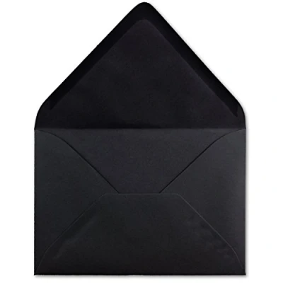 Afbeelding van 75 x enveloppen DIN C6 zwart 11,4 16,2 cm 120 g/m² nat lijmen zonder venster voor uitnodigingen van uw gloeiagent