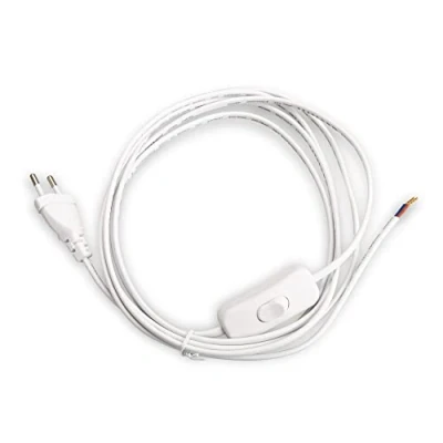 Afbeelding van Mextronic Stroomkabel 3 m Schuko met geaarde stekker + schakelaar 300 SW wit open uiteinde