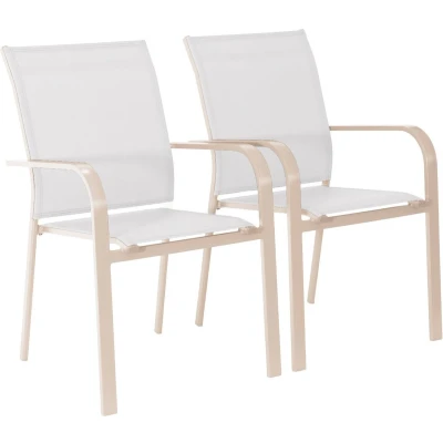 Afbeelding van sweeek Set van 2 buffalo stapelbare tuinstoelen aluminium en textileen, 64,5 x 45,5 89,5 cm
