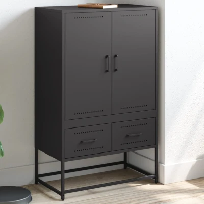 Afbeelding van Hoge kast 68x39x111,5 cm koudgewalst staal zwart